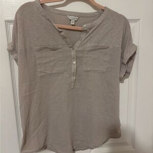 Lucky Brand Light Taupe Button-Up Blouse